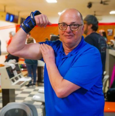 Gabriel Homes resident flexing muscle.